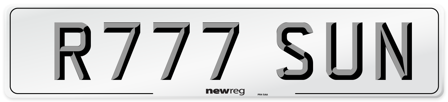 R777 SUN Number Plate from New Reg